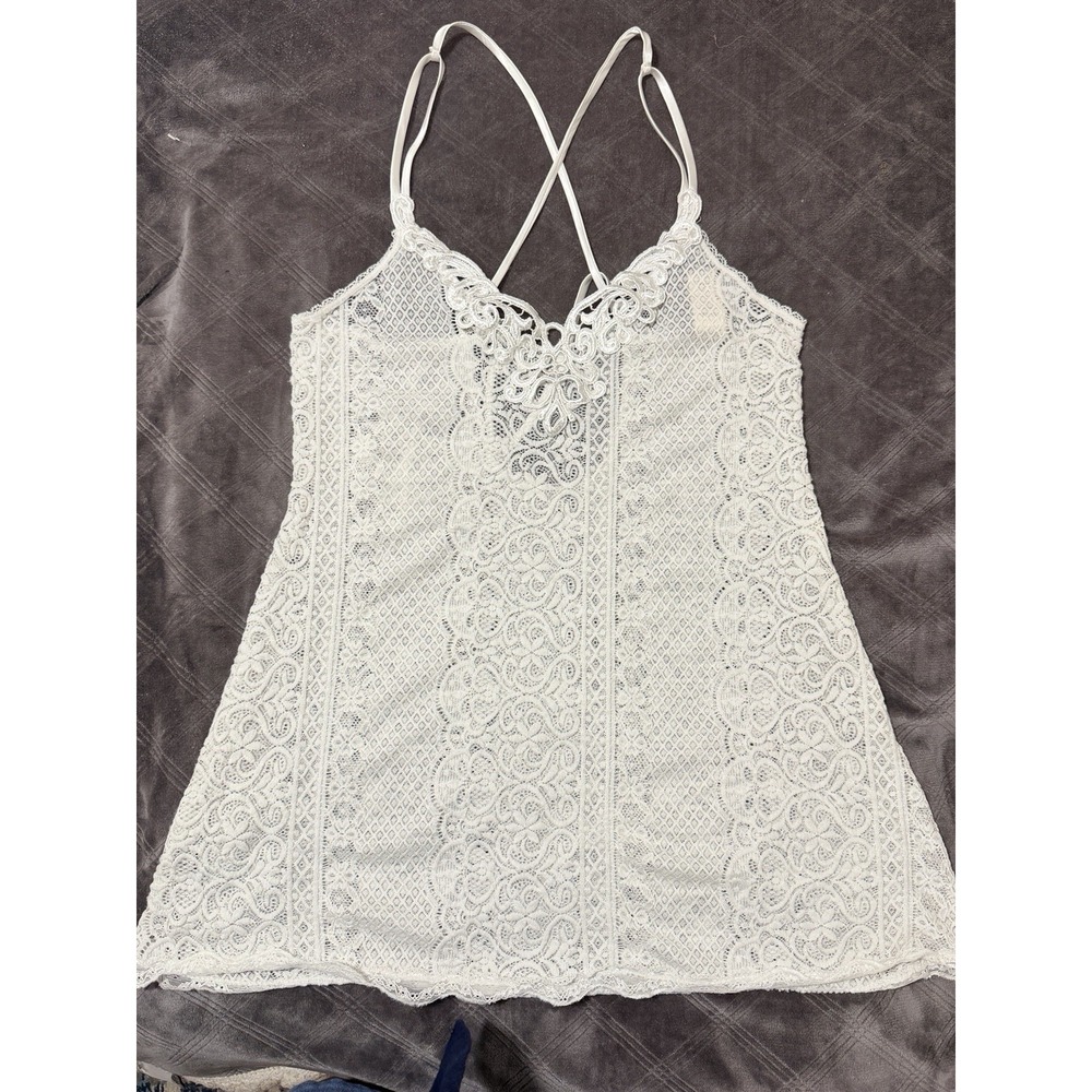 In Bloom by Jonquil White Lace Chemise Size Large Fairy Wedding Coquette Boho